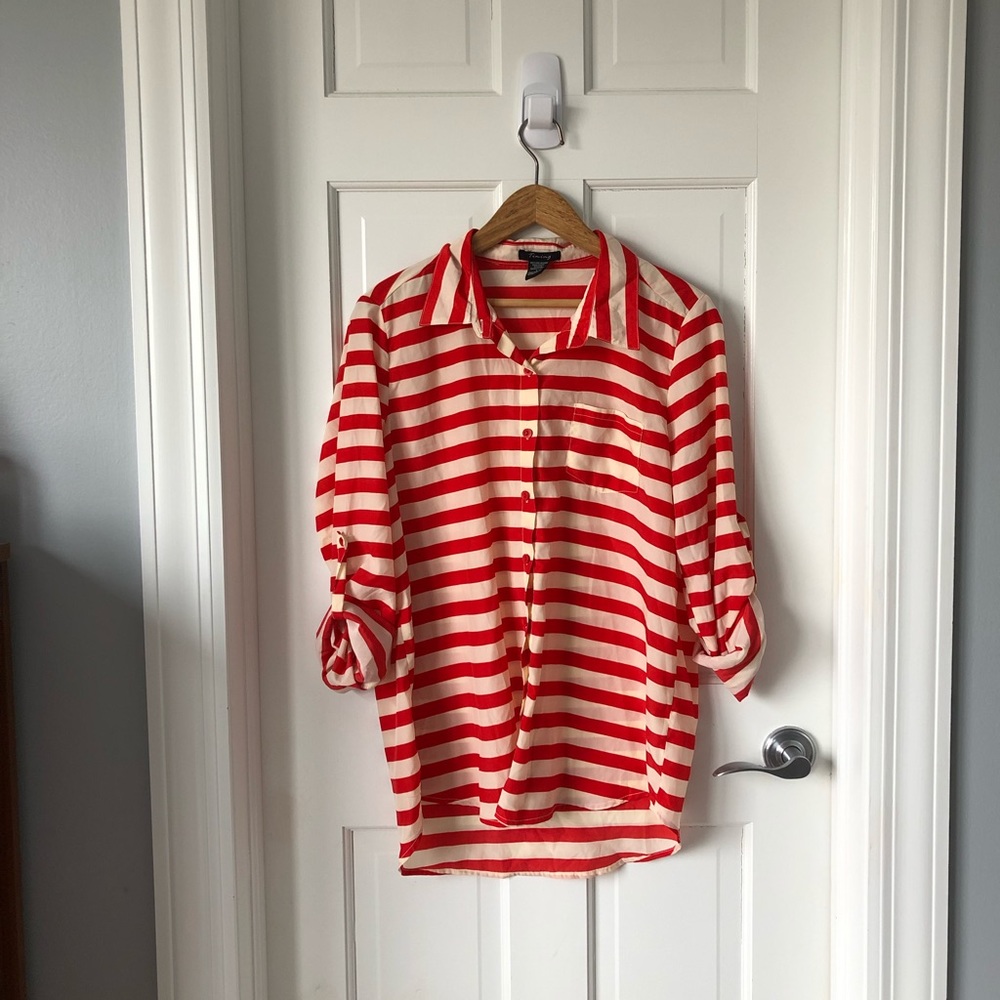 Red and cream striped shirt
